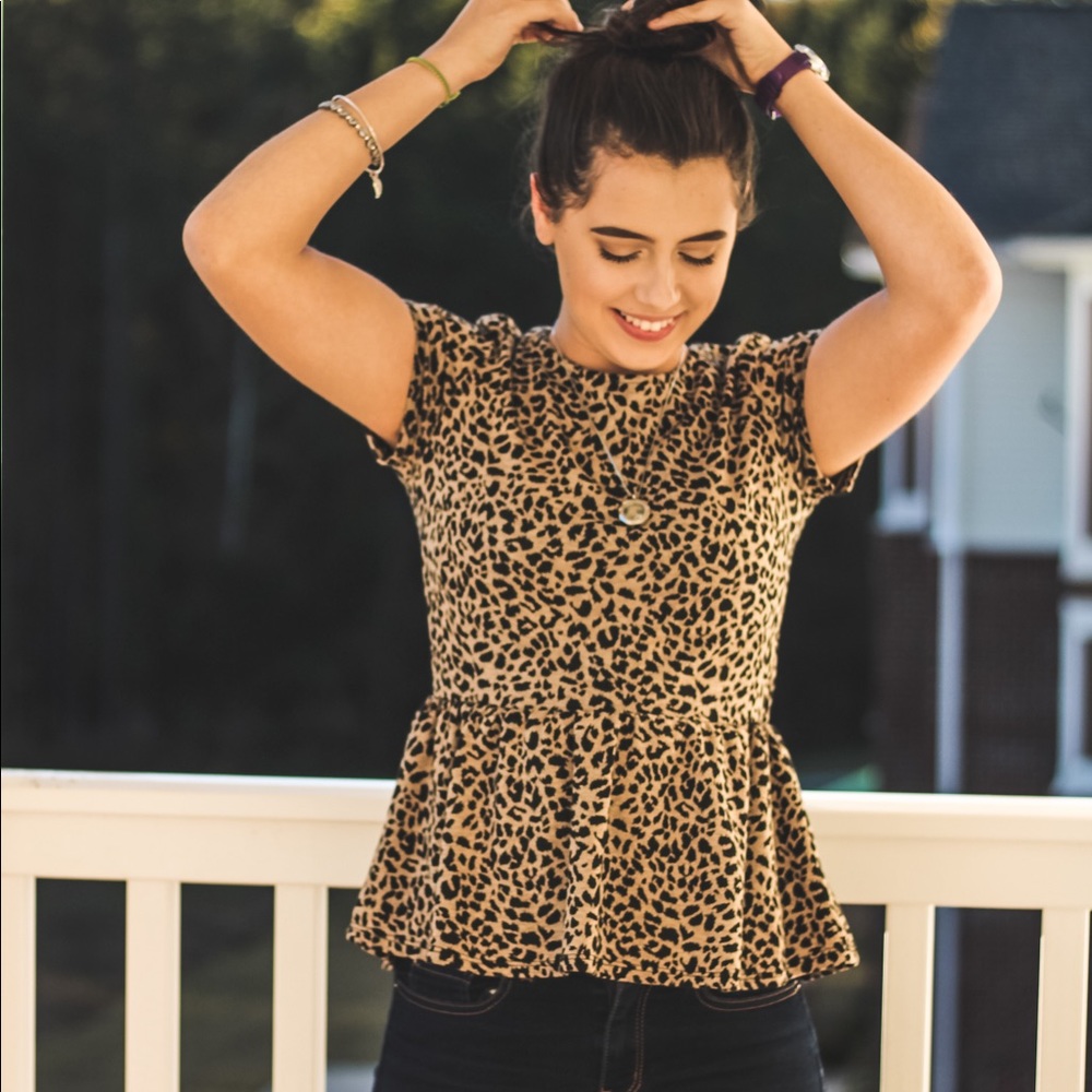 cheetah print peplum top